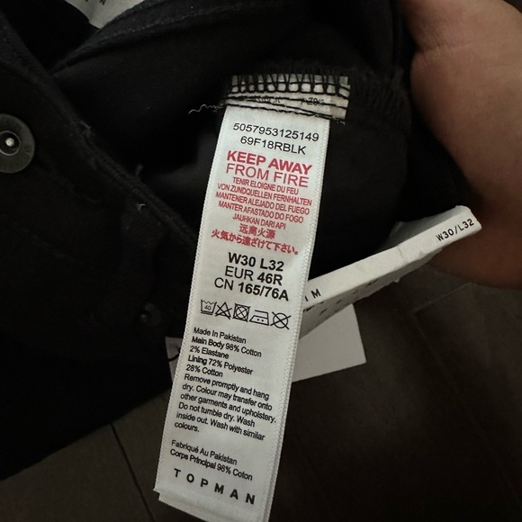 BNWT Topman Men’s Black Denim Slim Jeans W30 L32 - Picture 6 of 6